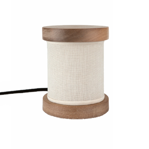 Velador redondo madera 10x11cm E14 max led 5w modelo Rocco